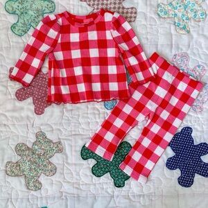 Cat & Jack Red and White Plaid Kids Pajama Set